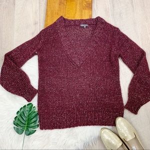 Vince Sweaters - VINCE. Plum and Silver Knit V-neck Sweater Comfy Vince Sweaters - VINCE. Plum and Silver Knit V-neck Sweater Comfy